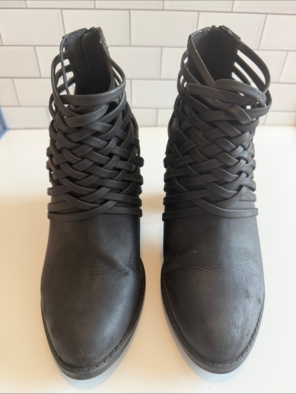 Mossimo Supply Co. Black Woven Strap Ankle Booties